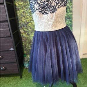 Elegant Navy and White Lace Dress mp25